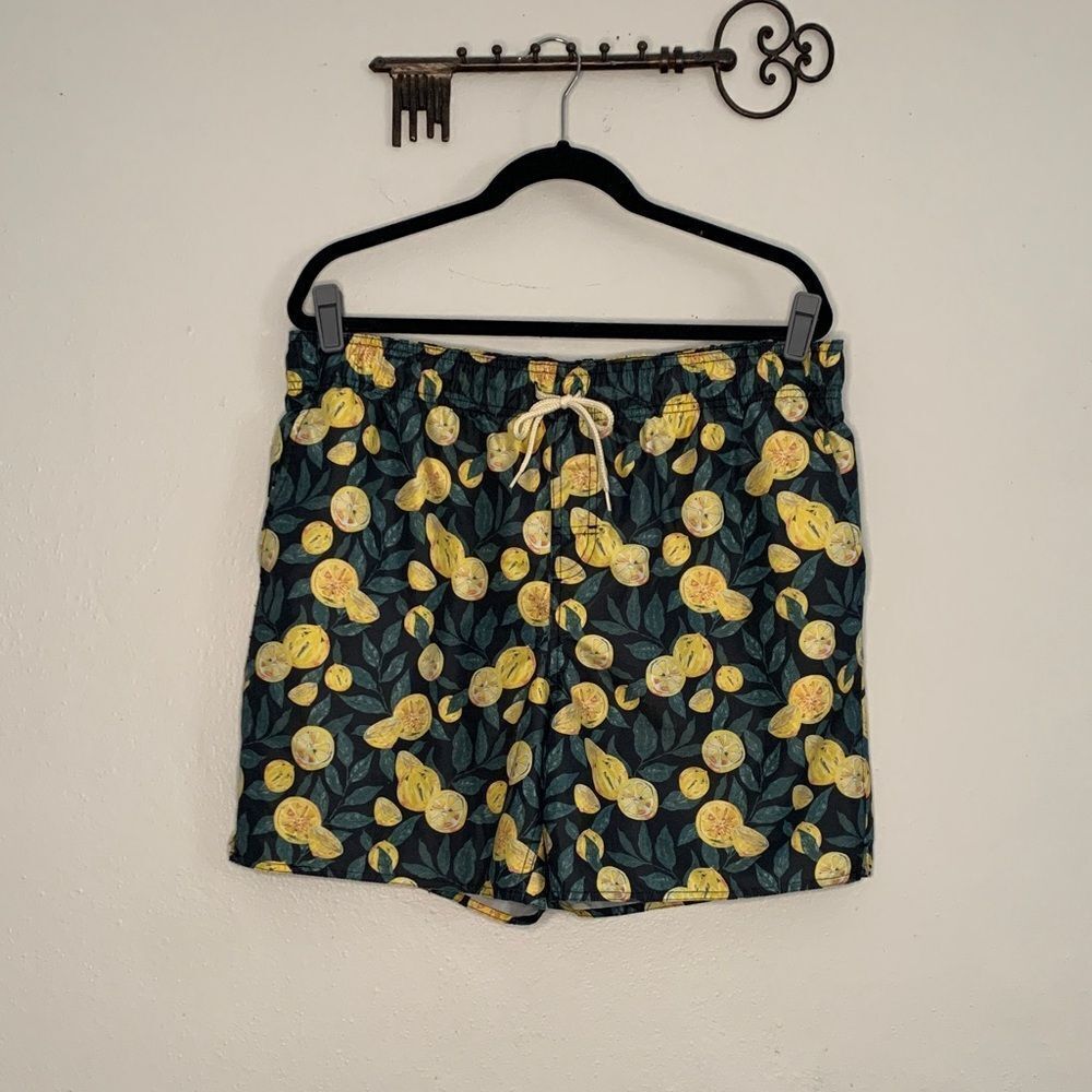 Laguna Swim lemon print men’s swim trunks size XL